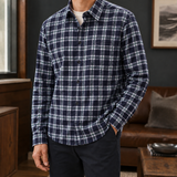 Augustus Plaid Shirt - Navy Blue Grid