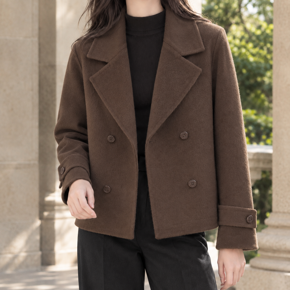 Portia-Faye Double-Breasted Jacket - Brown