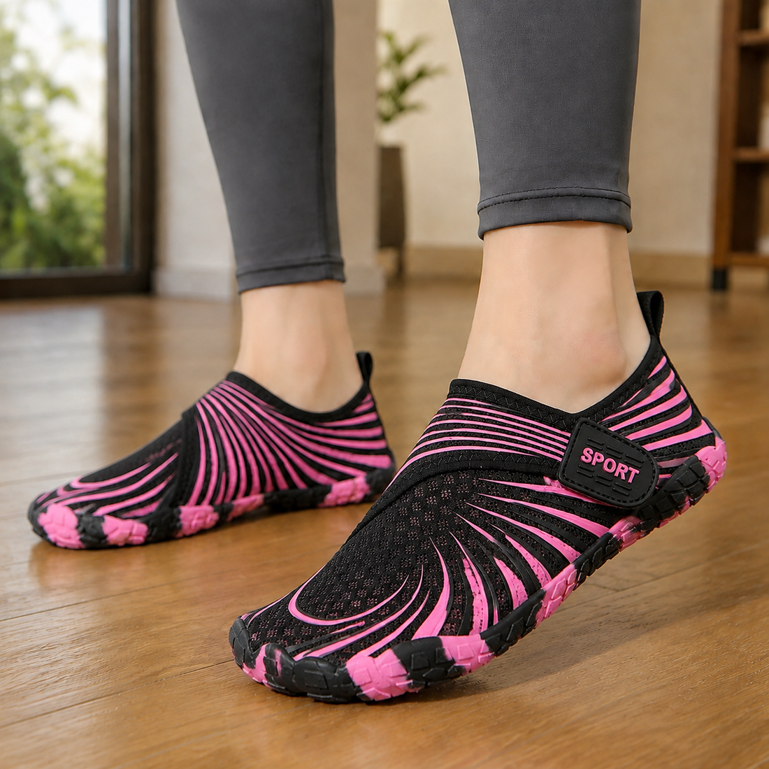Novara Five-Toe Water Shoes - Black Rose Red