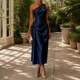 Leonie-Sage One Shoulder Dress - Midnight Navy