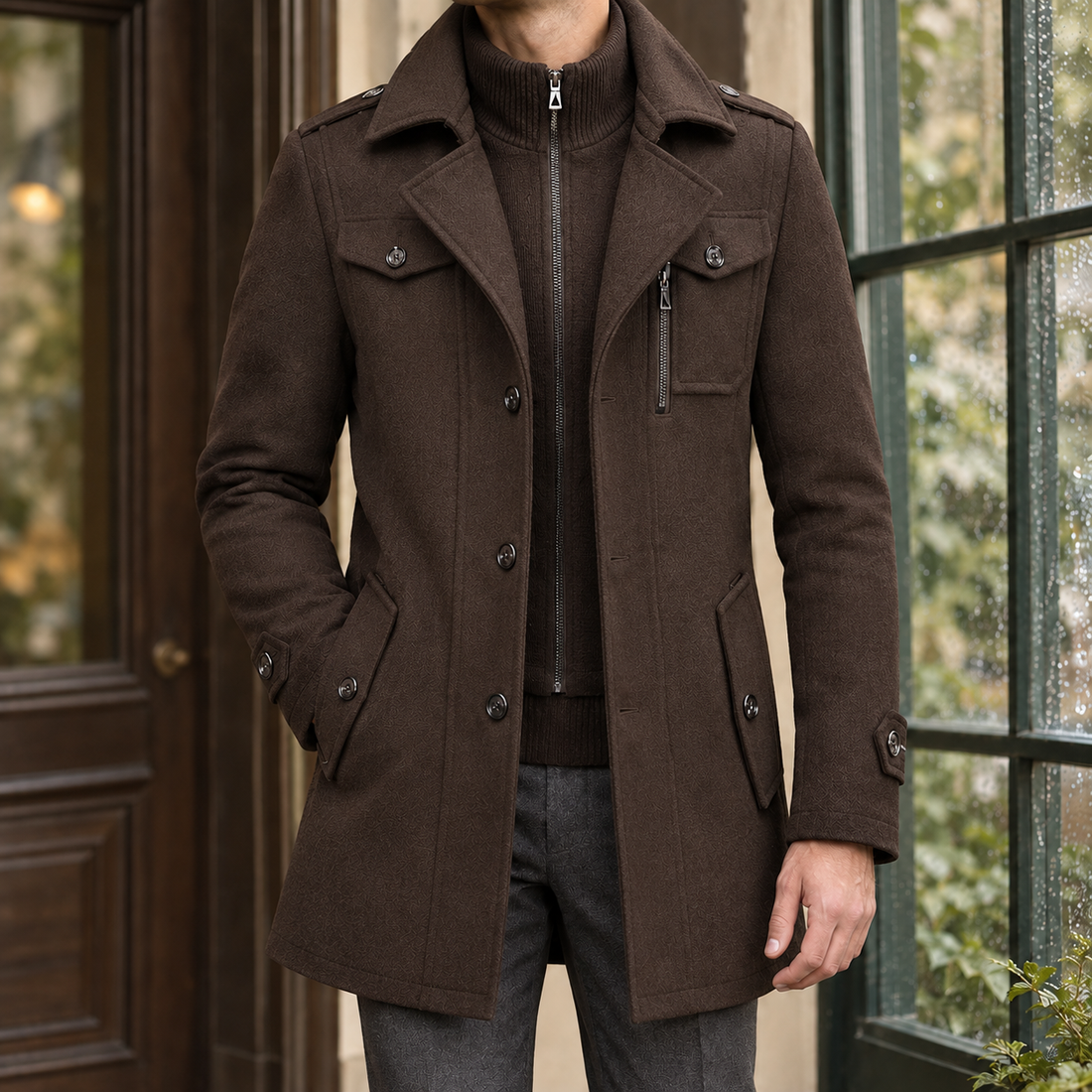 Harlan Wool Coat - Brown