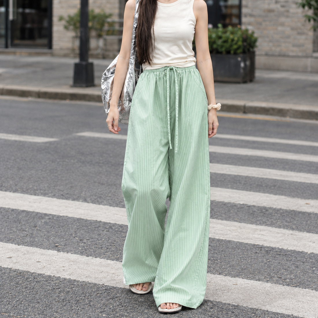 Gabriella-Hope Wide Leg Pants - Green