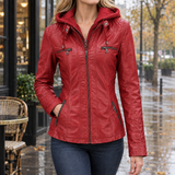 Maxine-Jade Hooded Jacket - Date Red
