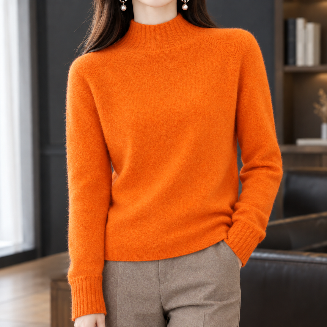 Eden-Jade Cashmere Sweater - Orange