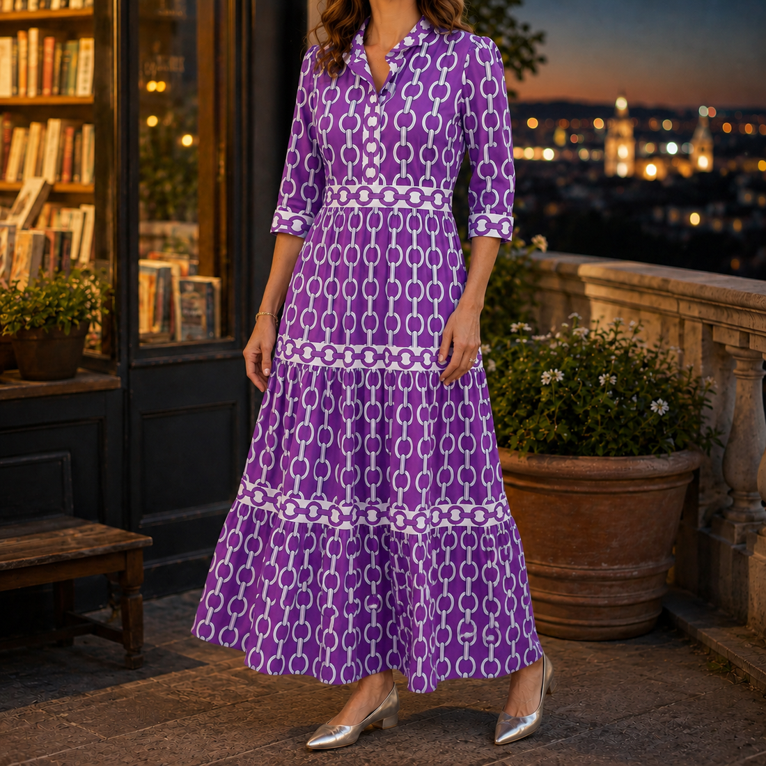 Alba Tiered Maxi Dress - Purple
