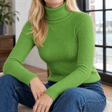 Perpetua-Grace Ribbed Turtleneck Sweater - Green