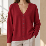 Honoria Button Cardigan - Cherry Red