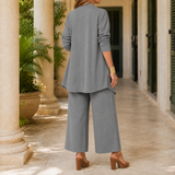 Sofia-Pearl Draped Set - Gray