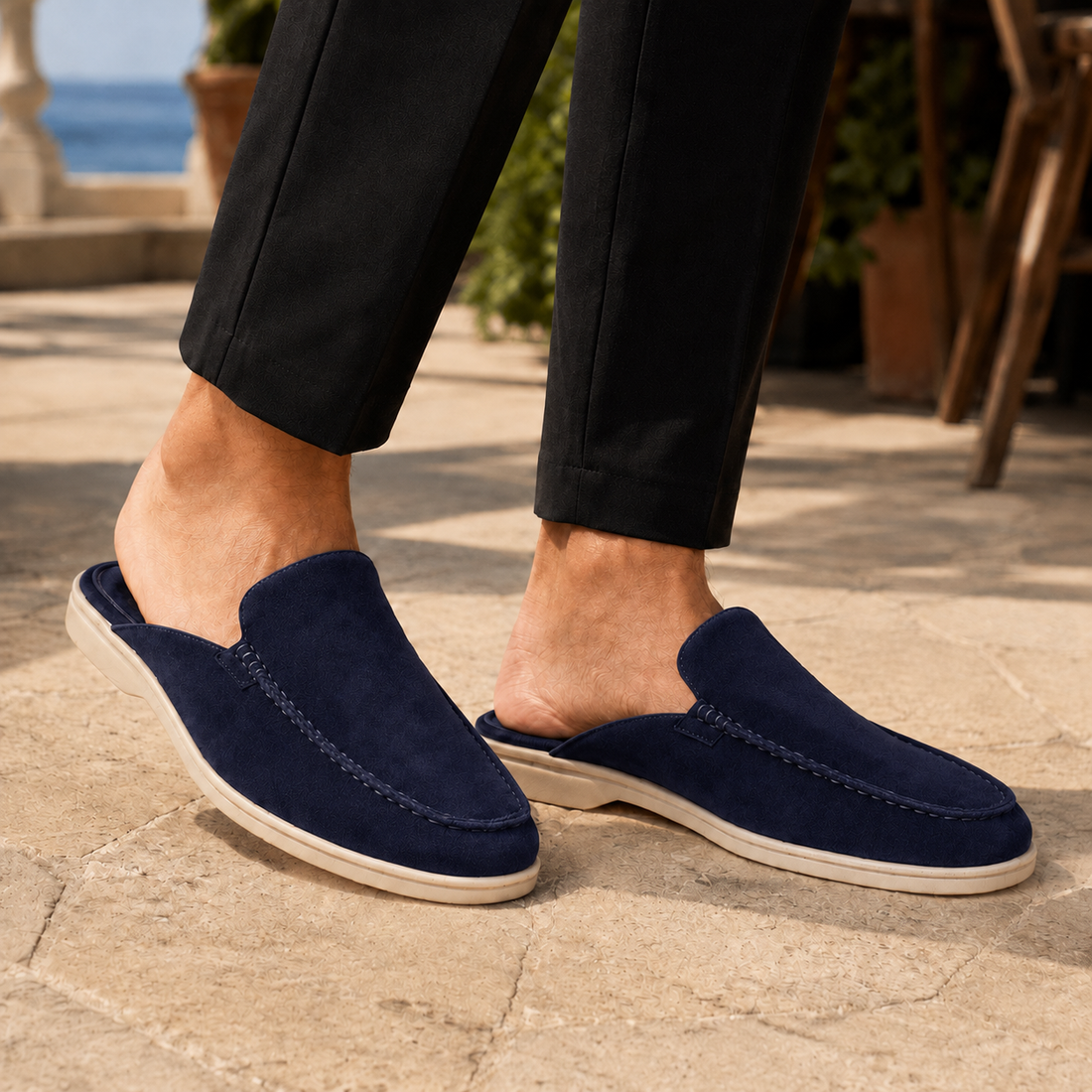 Zorzi Suede Mule Loafers - Navy
