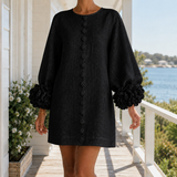 Freya-Claire Rosette Cuff Dress - Black