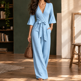 Fernanda Wrap Front Jumpsuit - Light Blue