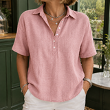 Anais-Pearl Collared Blouse - Pink