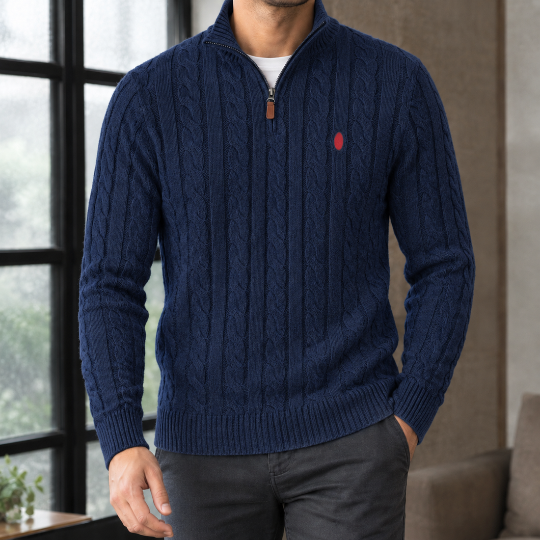 Freddie Cable Knit Sweater - Royal Blue