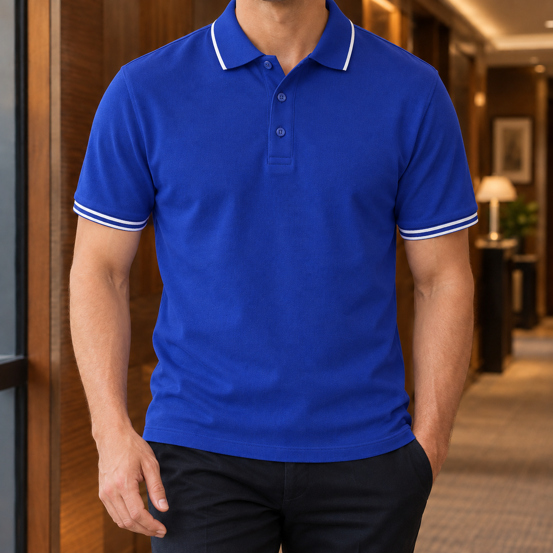 Knox Tipped Polo - Royal Blue