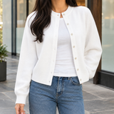 Pomeline-Eve Round Neck Cardigan - White