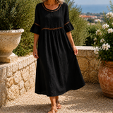 Estella-Rae Eyelet Midi Dress - Black