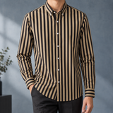 Dario Striped Shirt - Tan Black