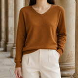 Ameline V Neck Sweater - Caramel Color
