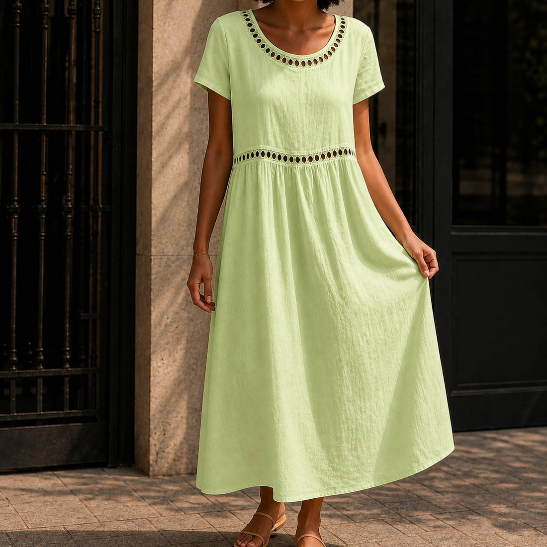 Valentina-Claire Empire Dress - Light Green