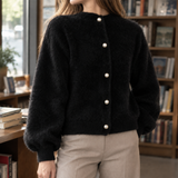Oriane-Claire Pearl Button Cardigan - Black
