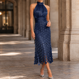 Madeleine-Lane Disc Appliqué Dress - Navy Blue