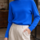 Valeria-Pearl Mock Neck Sweater - Bruce Blue