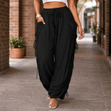 Astrid-Lane Ruched Harem Pants - Black