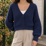 Hildegarde-Mae Chunky Cardigan - Navy Blue