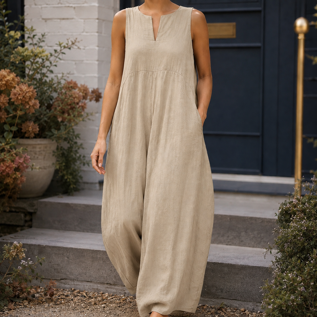 Veronique Wide-Leg Jumpsuit - Khaki