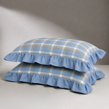 Evermere Ruffled Pillowcase - Powder Blue Plaid