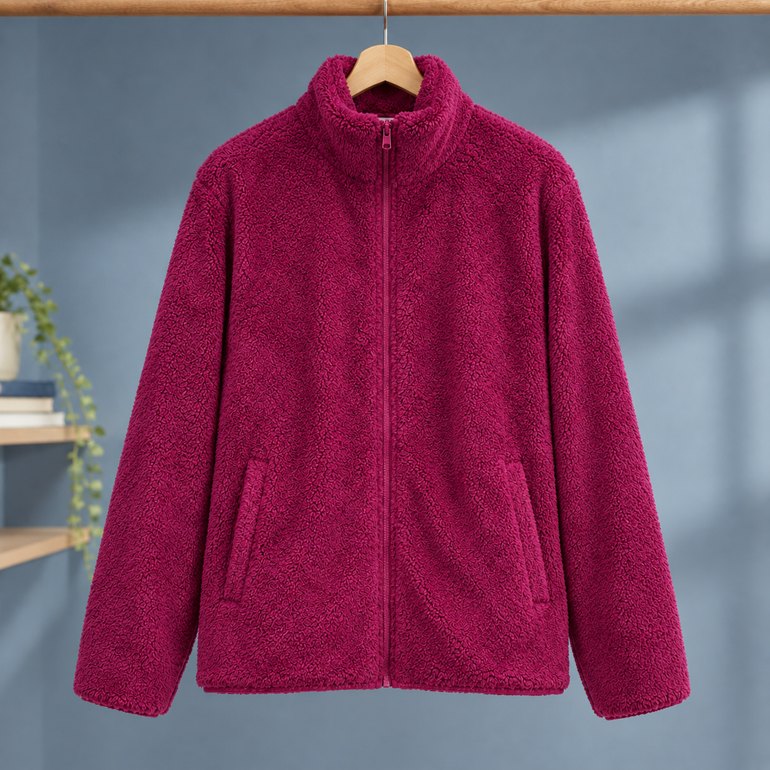Bethany Plush Zip Jacket - Red