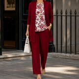 Ingrid-Belle Printed Pants Set - White & Red