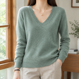 Evadne V Neck Sweater - Grass Green