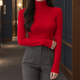 Perpetua-Pearl Ribbed Sweater - Red