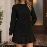 Leah-Eve Cable Knit Sweater - Black
