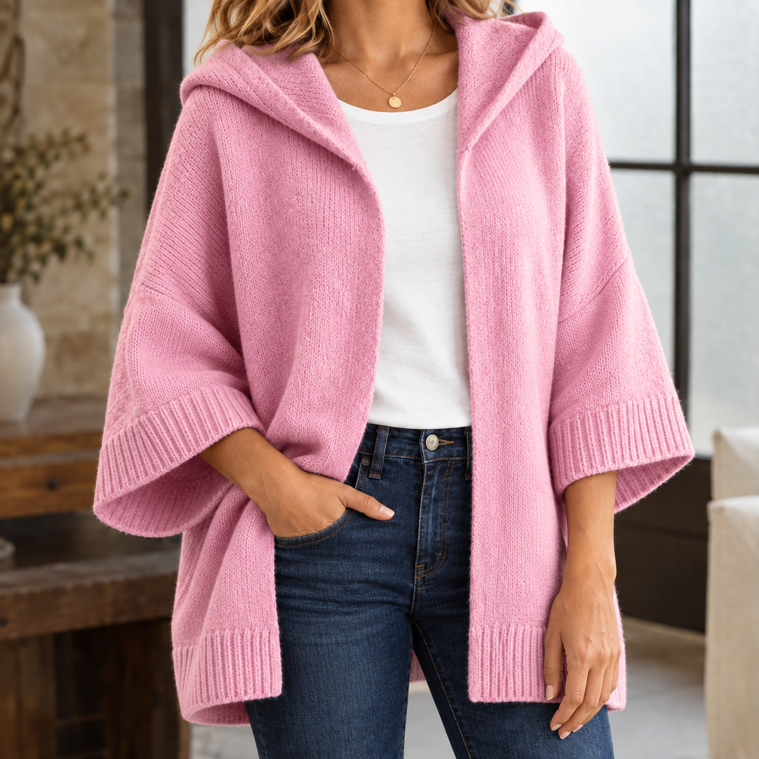 Valerie-Jane Hooded Cardigan - Pink
