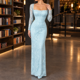 Zoe-Faye Lace Maxi Dress - Light Blue