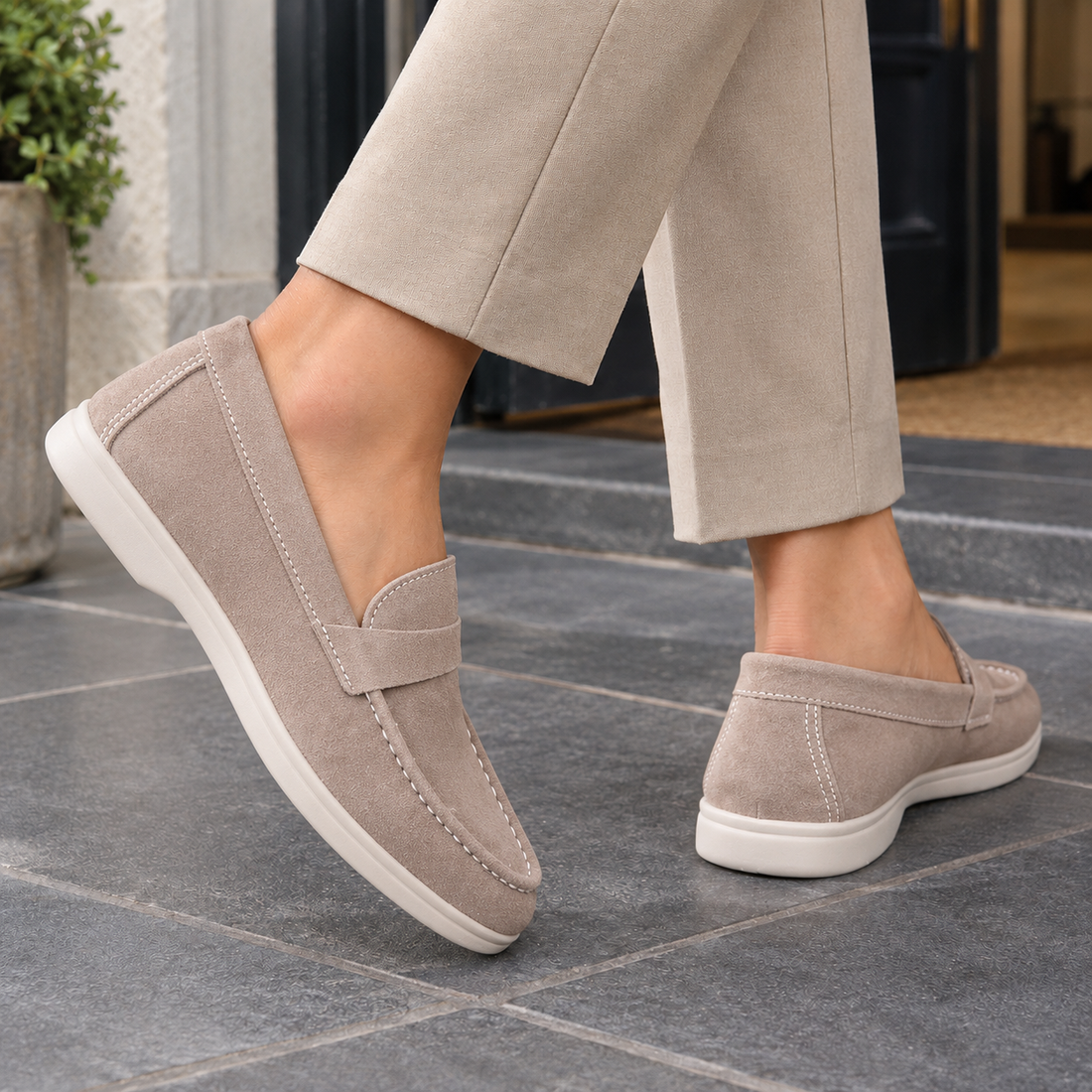 Fornari-Torino Suede Loafers - Beige