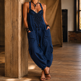 Marina-Pearl Embroidered Jumpsuit - Marineblue