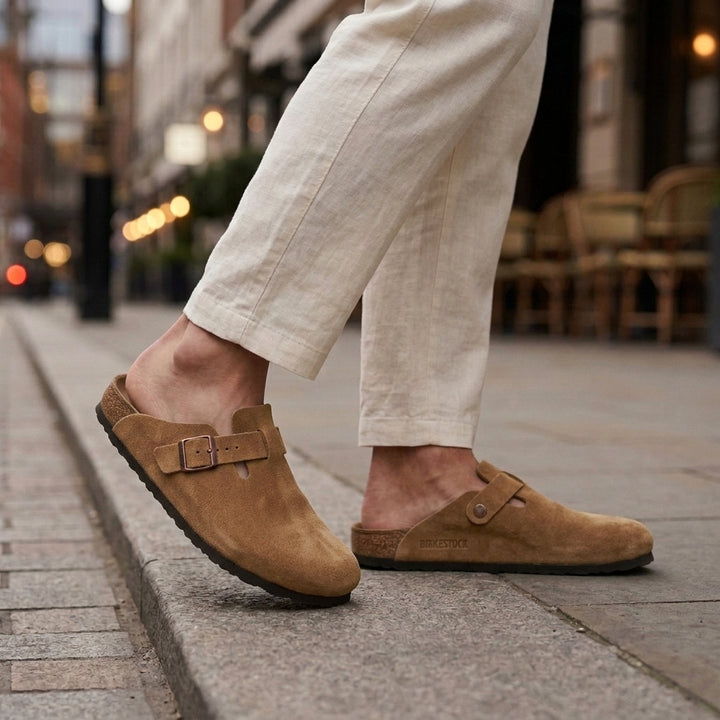 Lorenzo Suede Mules - Khaki