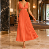 Clara-Jane Pleated Maxi Dress - Orange