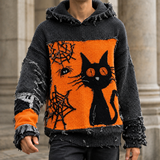 Valentin Cat Graphic Sweater - Orange