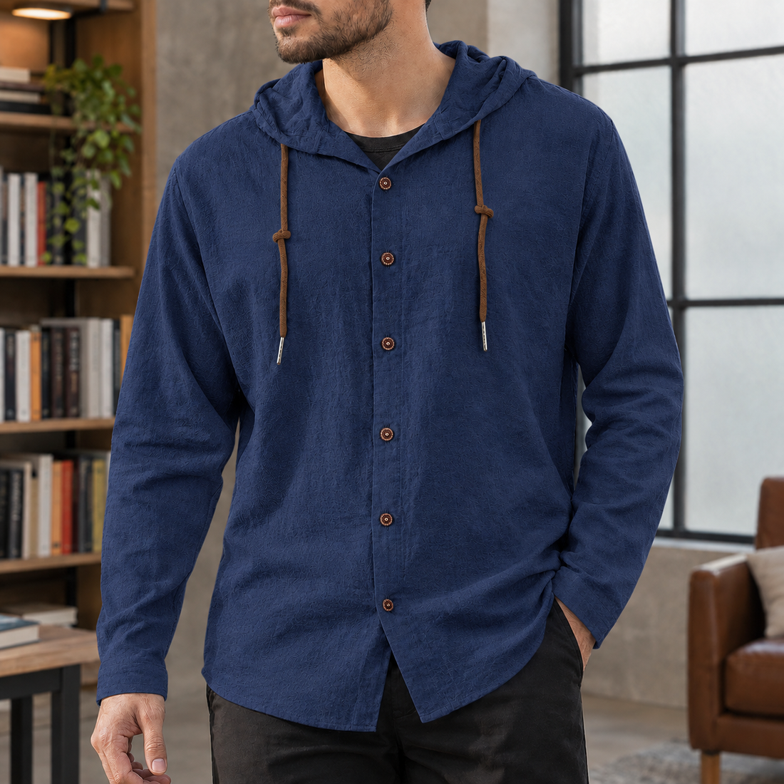 Dorian Hooded Hoodie - Navy Blue
