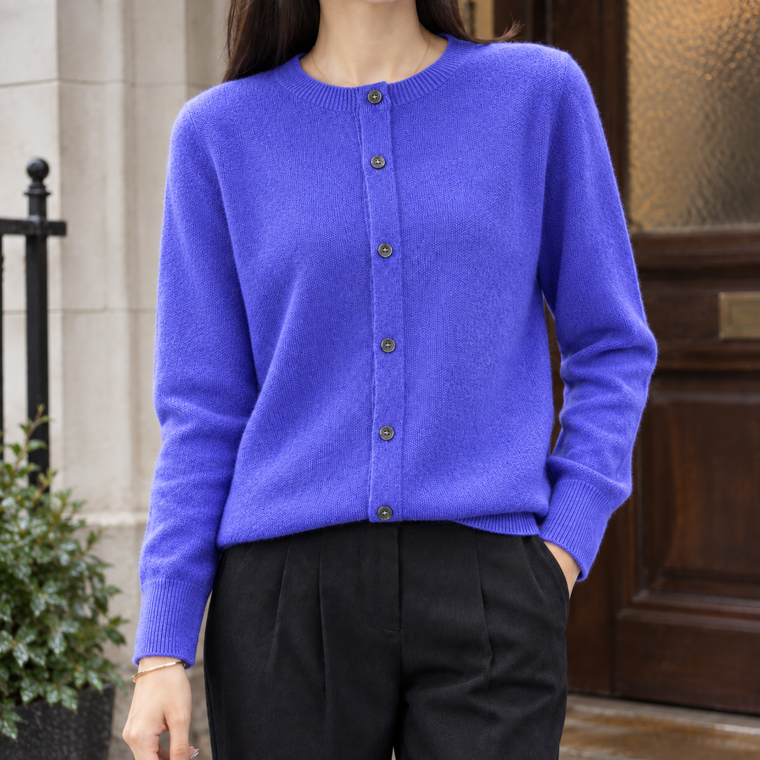 Astrid-Kate Wool Cardigan - Periwinkle Orchid