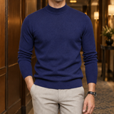 Osric Mock Neck Sweater - Navy Blue