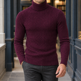 Dorian Cable Turtleneck - Wine Red