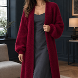 Isla-Grace Longline Cardigan - Burgundy