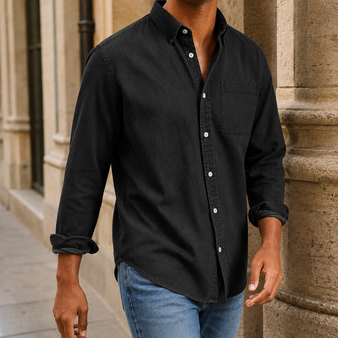 Dorian Chambray Shirt - Black