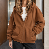 Rosemary Relaxed Zip Hoodie - Brown