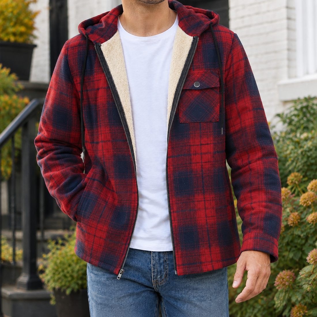 Philemon Plaid Jacket - Red Blue Lattice